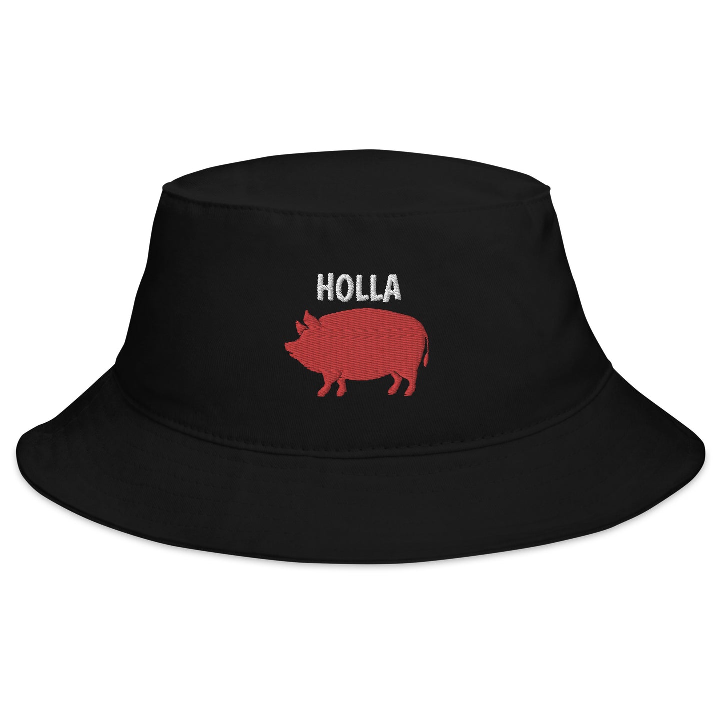 HOLLA Bucket Hat! Black 100% Cotton Twill