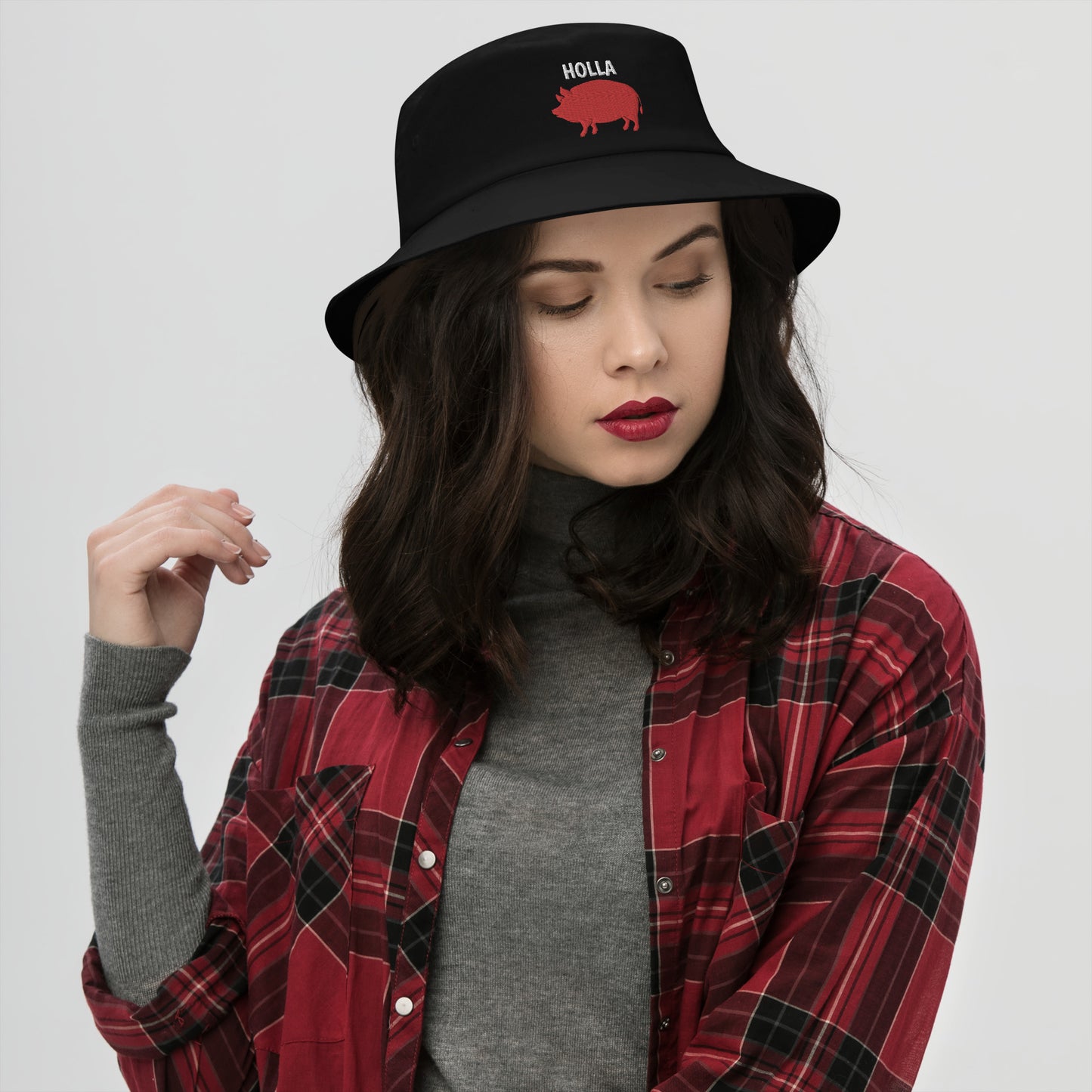 HOLLA Bucket Hat! Black 100% Cotton Twill