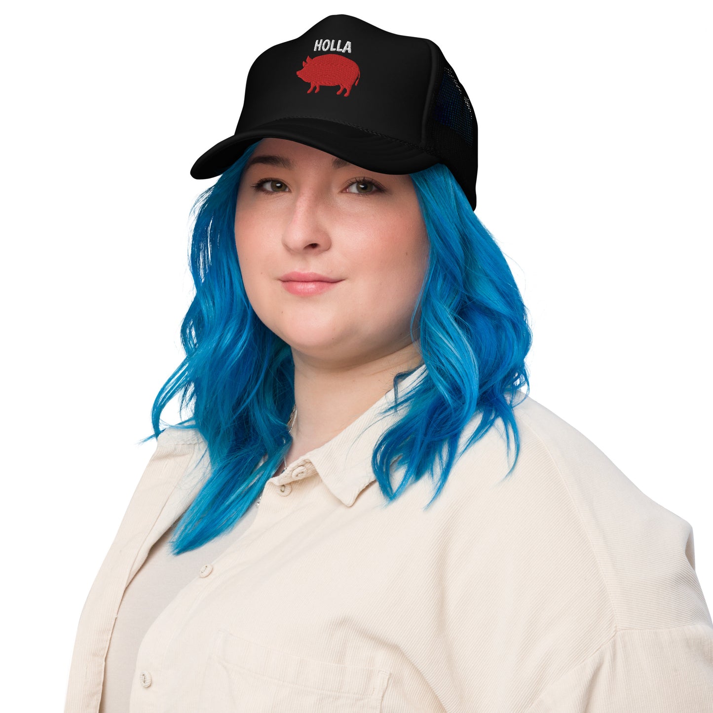 HOLLA Trucker Hats! Black Foam Trucker Hat