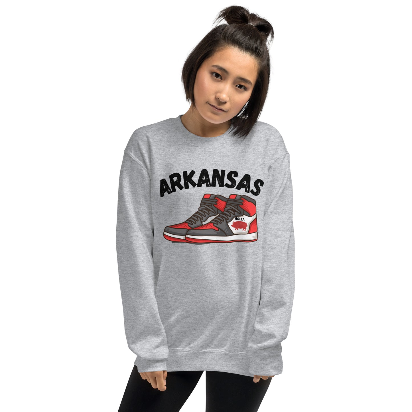 Arkansas Basketball White & Heather Gray Unisex Sweatshirt