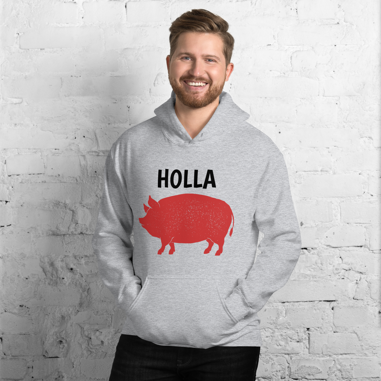 Adult HOLLA! Gray or White, Unisex Hoodie
