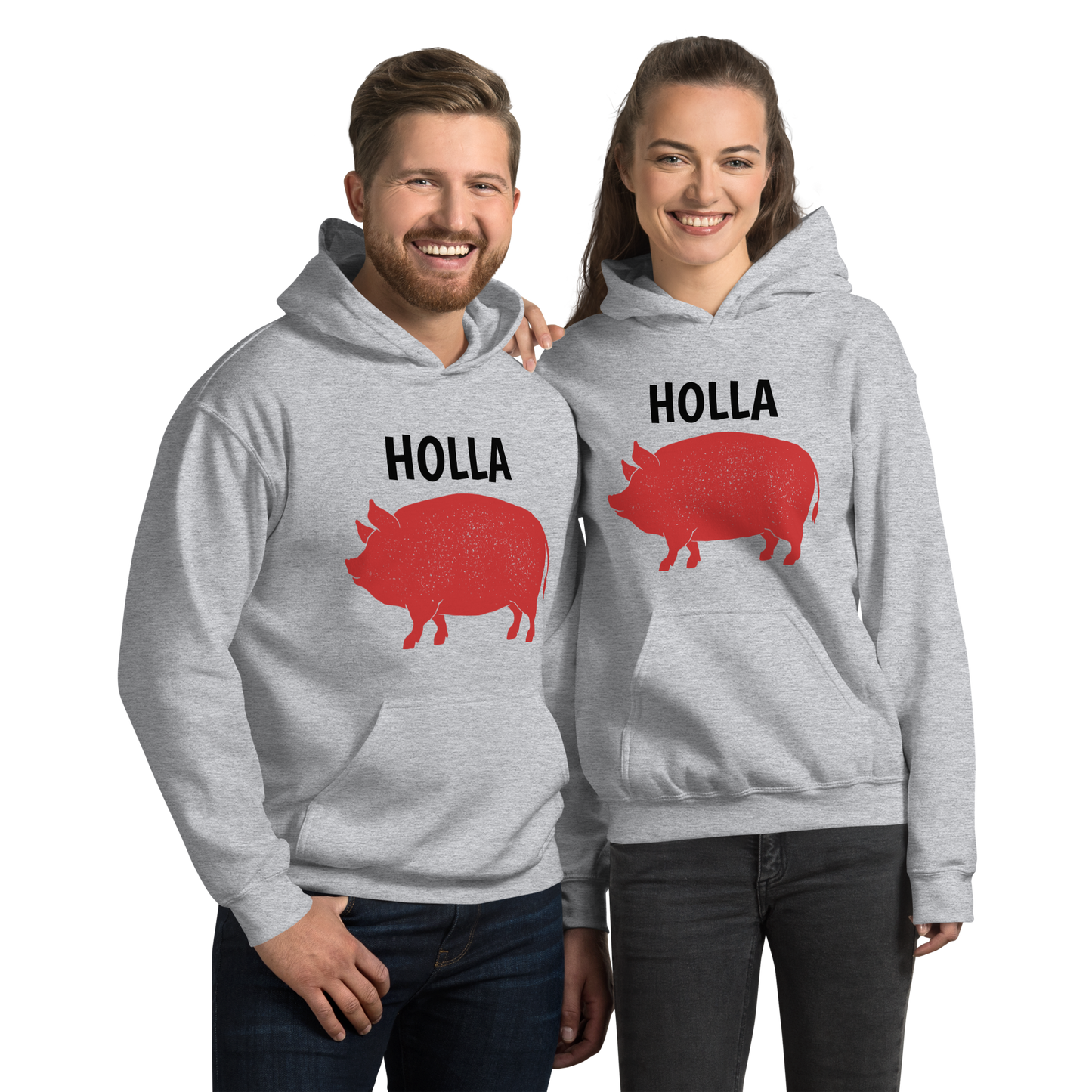 Adult HOLLA! Gray or White, Unisex Hoodie