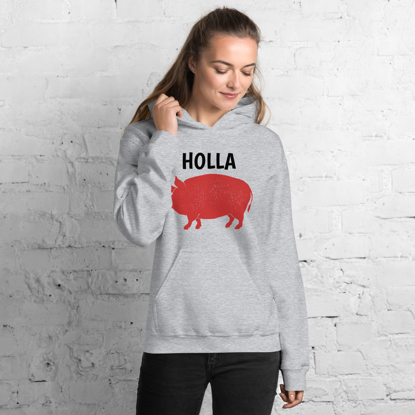 Adult HOLLA! Gray or White, Unisex Hoodie
