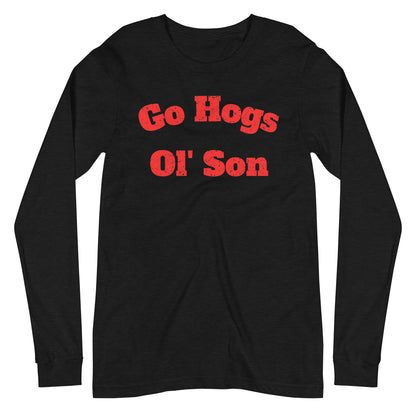 Go Hogs Ol Son Black & Heather Gray Unisex Long Sleeve Tee