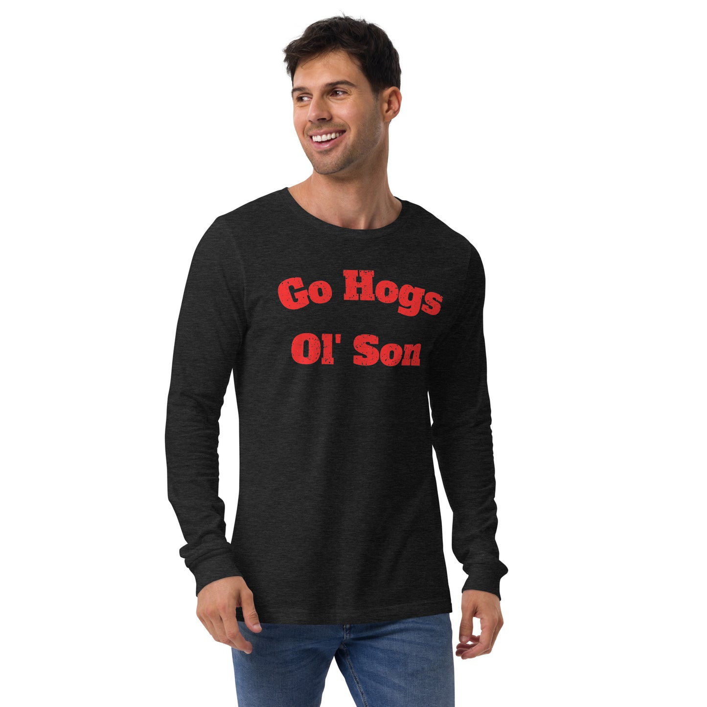 Go Hogs Ol Son Black & Heather Gray Unisex Long Sleeve Tee