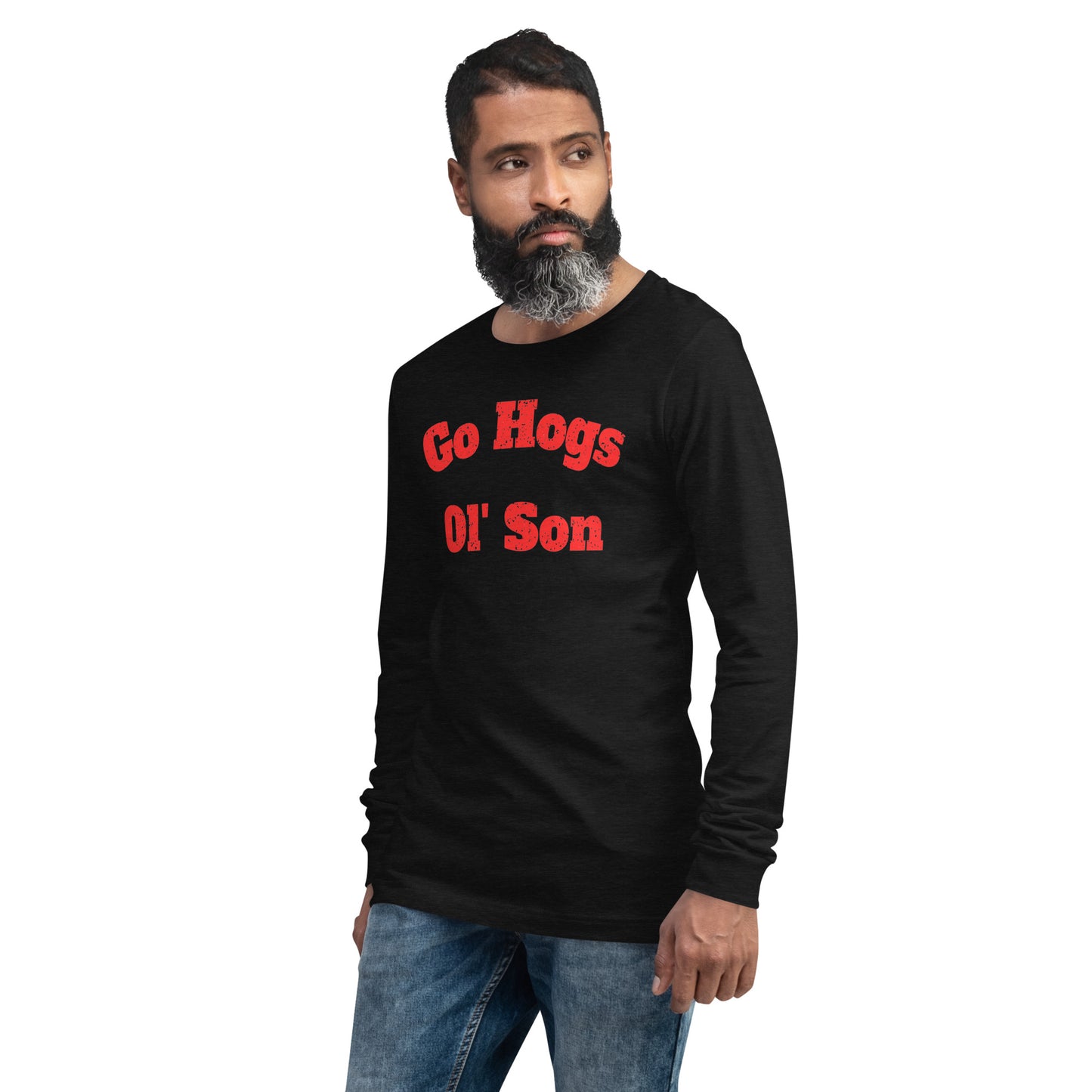 Go Hogs Ol Son Black & Heather Gray Unisex Long Sleeve Tee