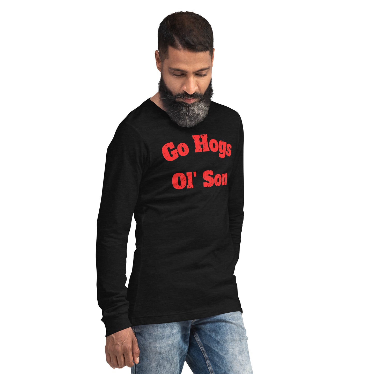 Go Hogs Ol Son Black & Heather Gray Unisex Long Sleeve Tee