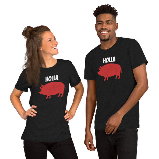 HOLLA Adult! Unisex t-shirt, Heather Black or Dark Gray