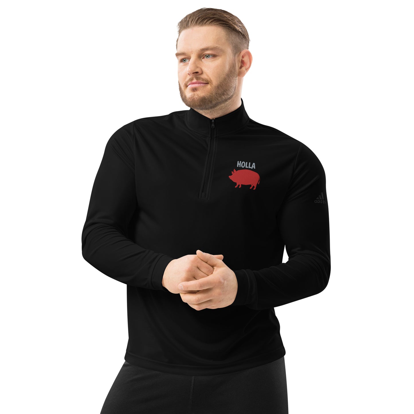 HOLLA Adult! Black Adidas Quarter zip pullover