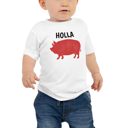 HOLLA Baby! White, short sleeve cotton jersey tee