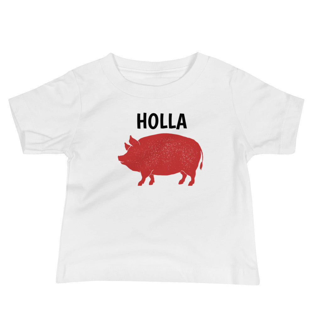 HOLLA Baby! White, short sleeve cotton jersey tee