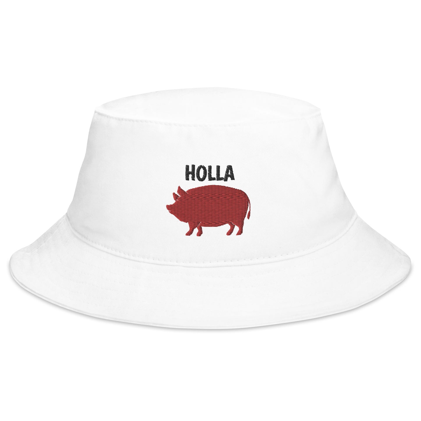 HOLLA Bucket Hat! White 100% Cotton Twill