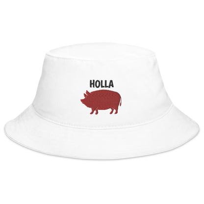 HOLLA Bucket Hat! White 100% Cotton Twill