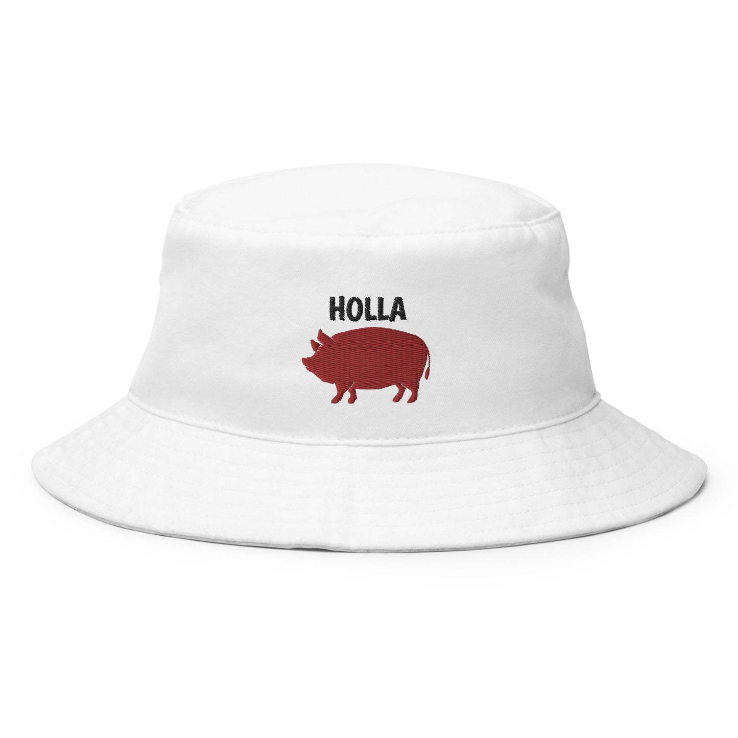 HOLLA Bucket Hat! White 100% Cotton Twill