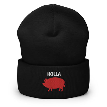 HOLLA Beanies! Black, Cuffed Beanie