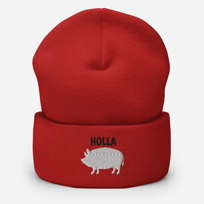 HOLLA Beanies! Red, Cuffed Beanie