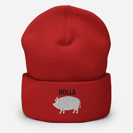 HOLLA Beanies! Red, Cuffed Beanie