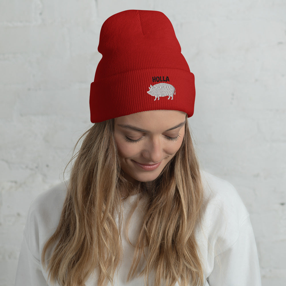 HOLLA Beanies! Red, Cuffed Beanie