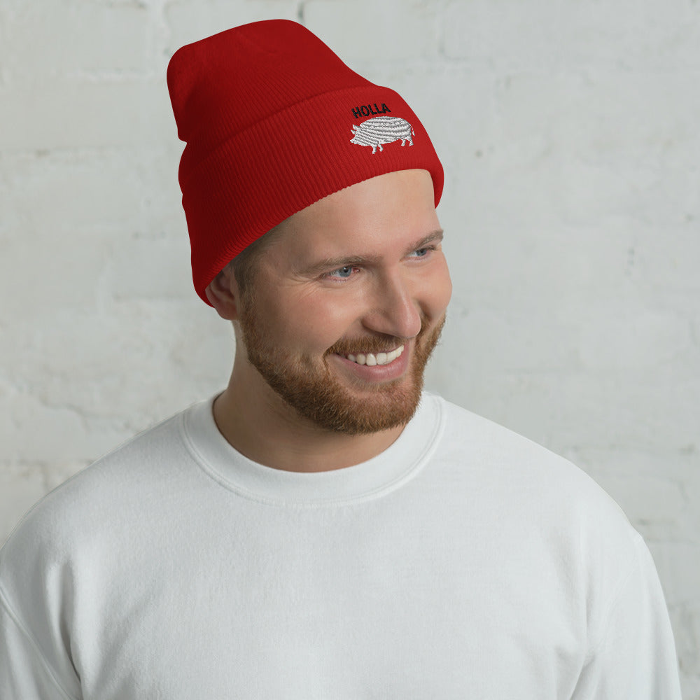 HOLLA Beanies! Red, Cuffed Beanie