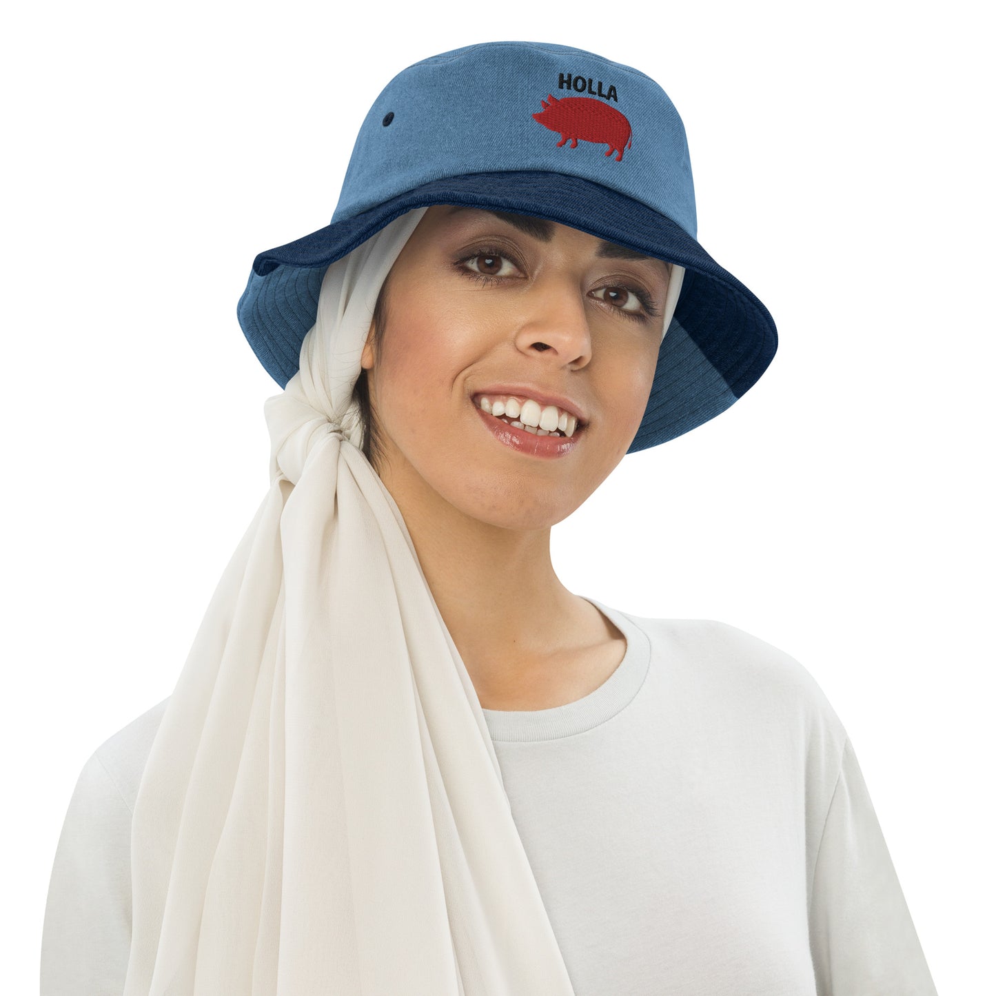 HOLLA Bucket Hats! Two Tone Denim