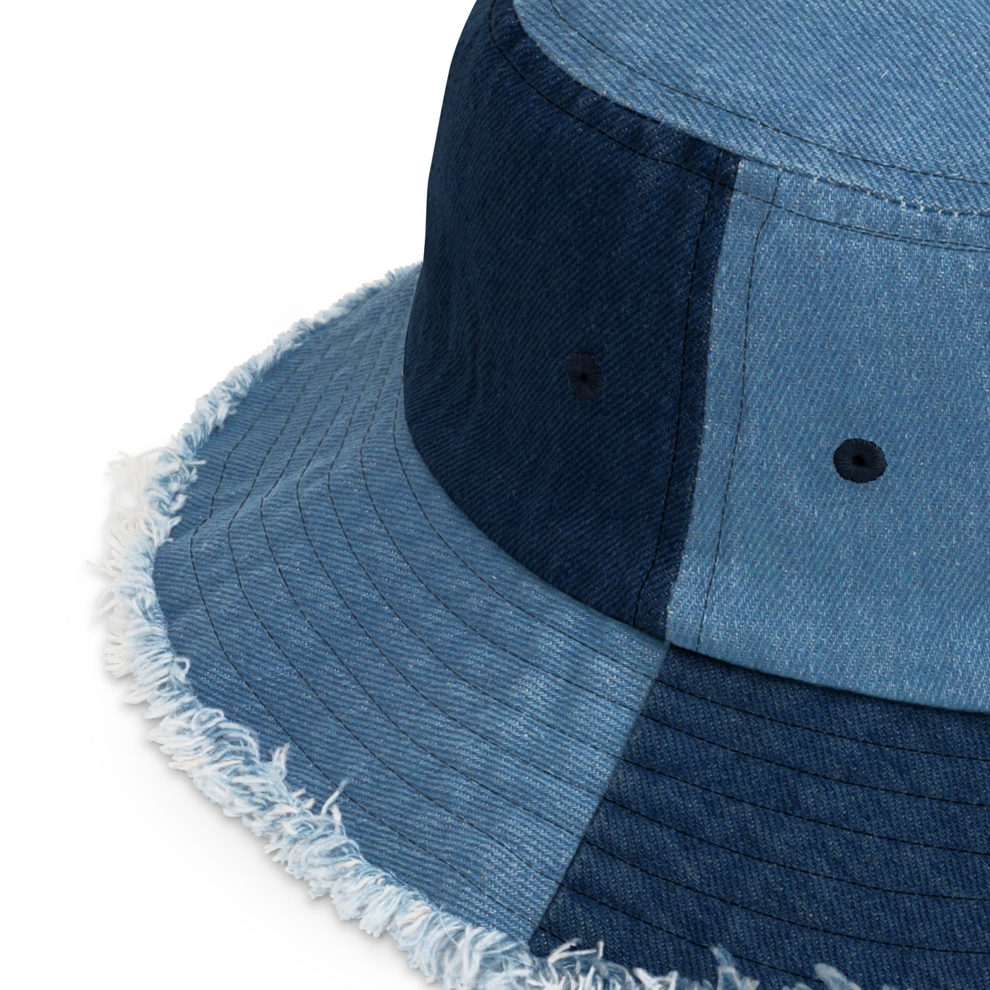 HOLLA Bucket Hats! Two Tone, Distressed Denim