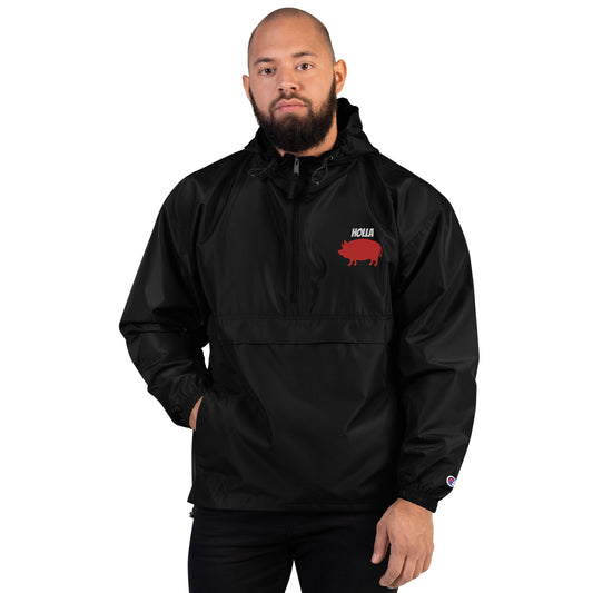 HOLLA Adult! Black or Gray Embroidered Champion Packable Jacket