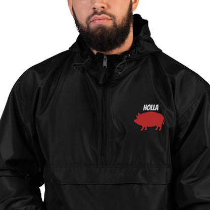 HOLLA Adult! Black or Gray Embroidered Champion Packable Jacket