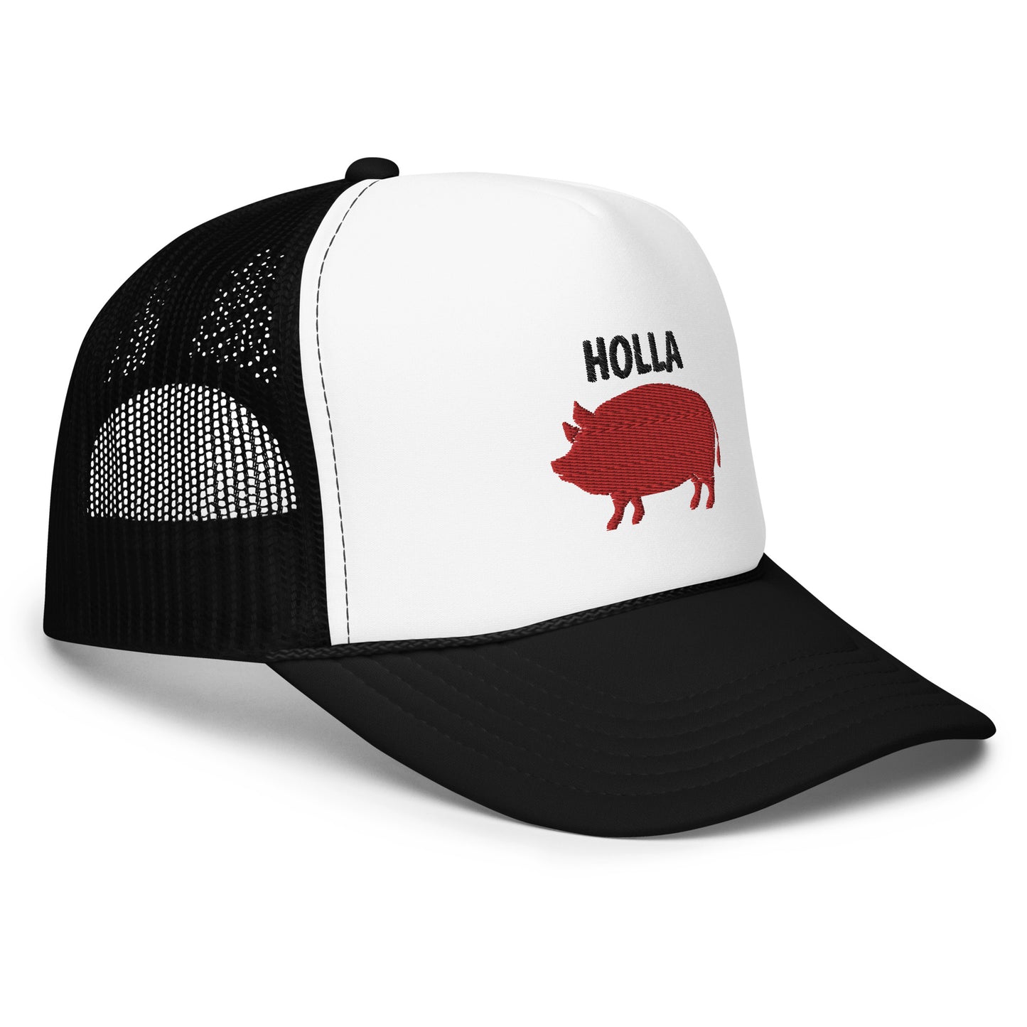 HOLLA Trucker Hats! Black/White Foam Trucker Hat