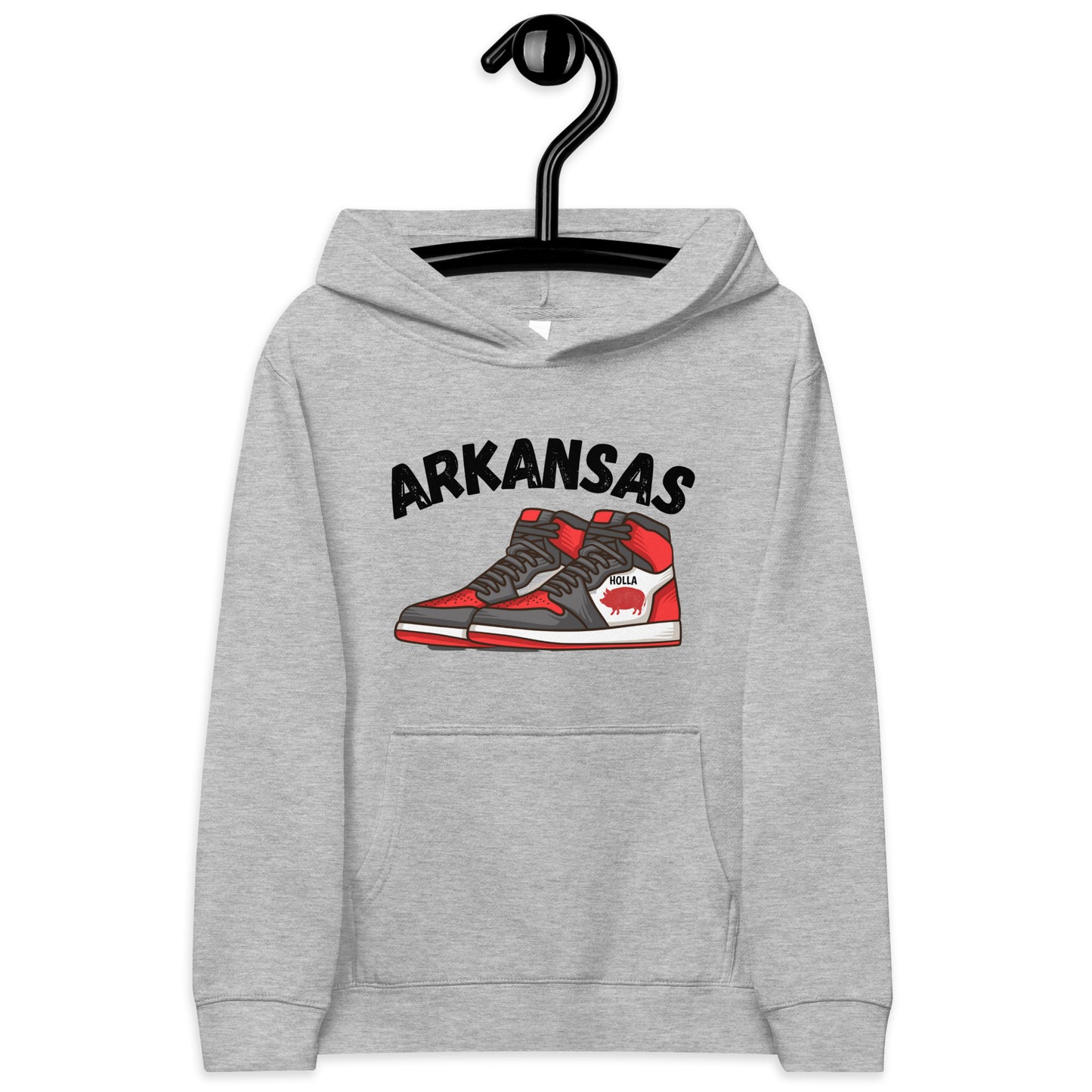 Arkansas Basketball White & Heather Gray Kids fleece hoodie