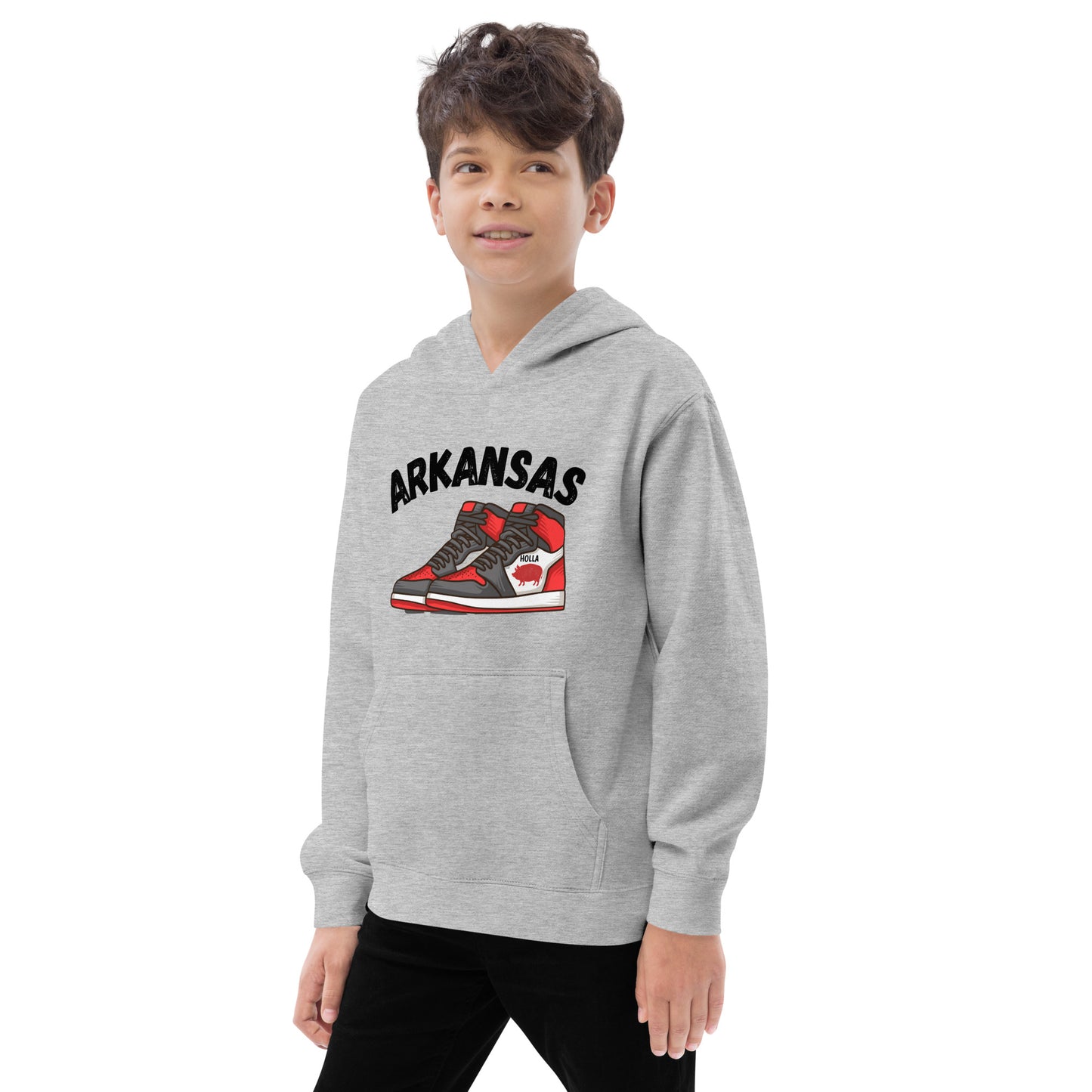 Arkansas Basketball White & Heather Gray Kids fleece hoodie