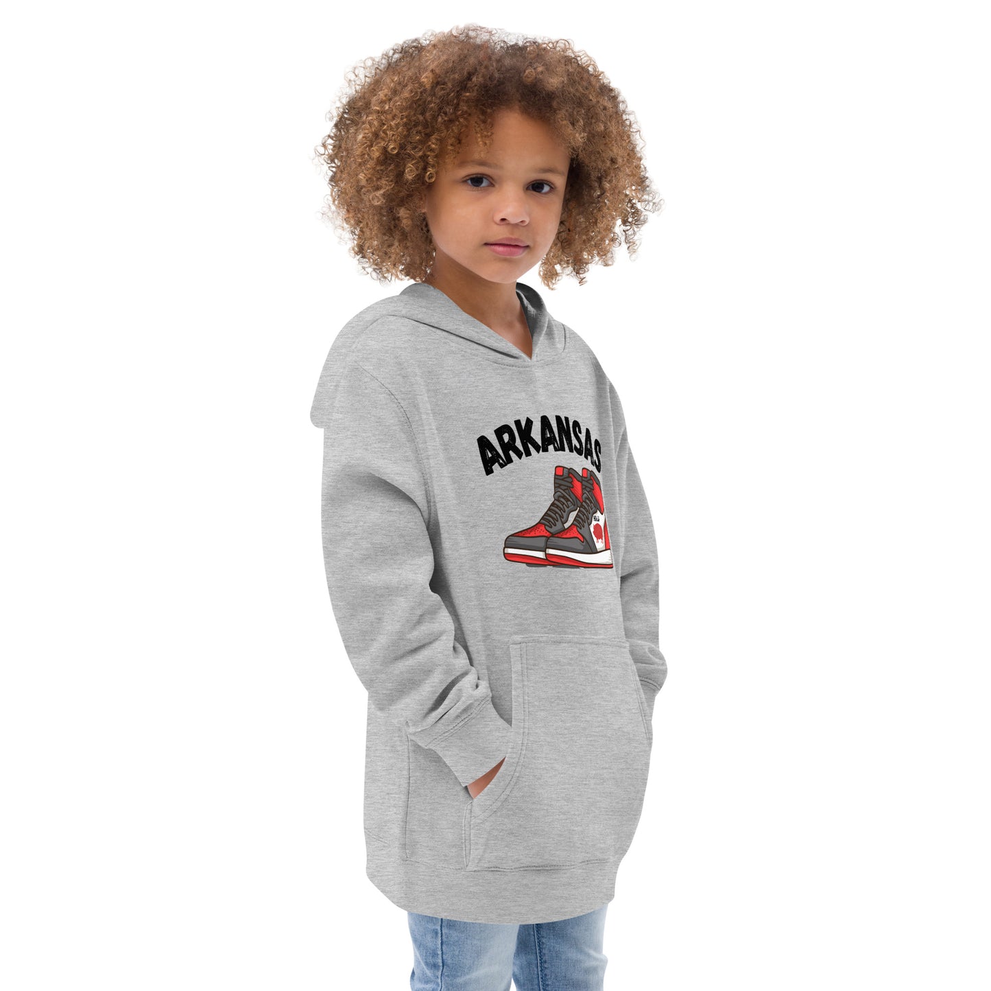 Arkansas Basketball White & Heather Gray Kids fleece hoodie