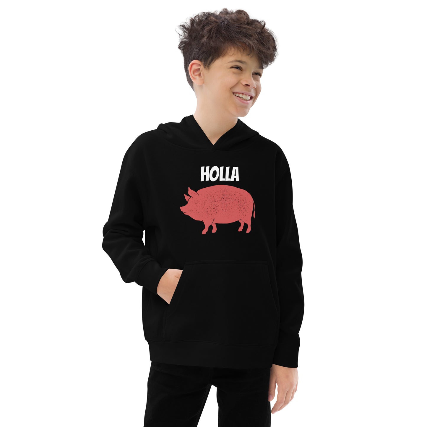 HOLLA Kids! Black, Youth fleece hoodie