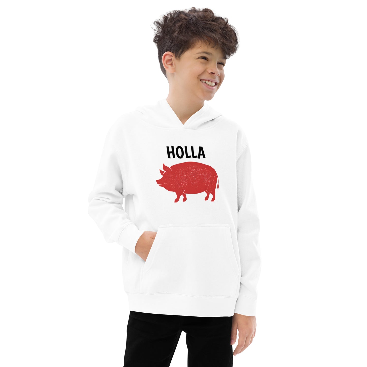 HOLLA Kids! White, Youth fleece hoodie