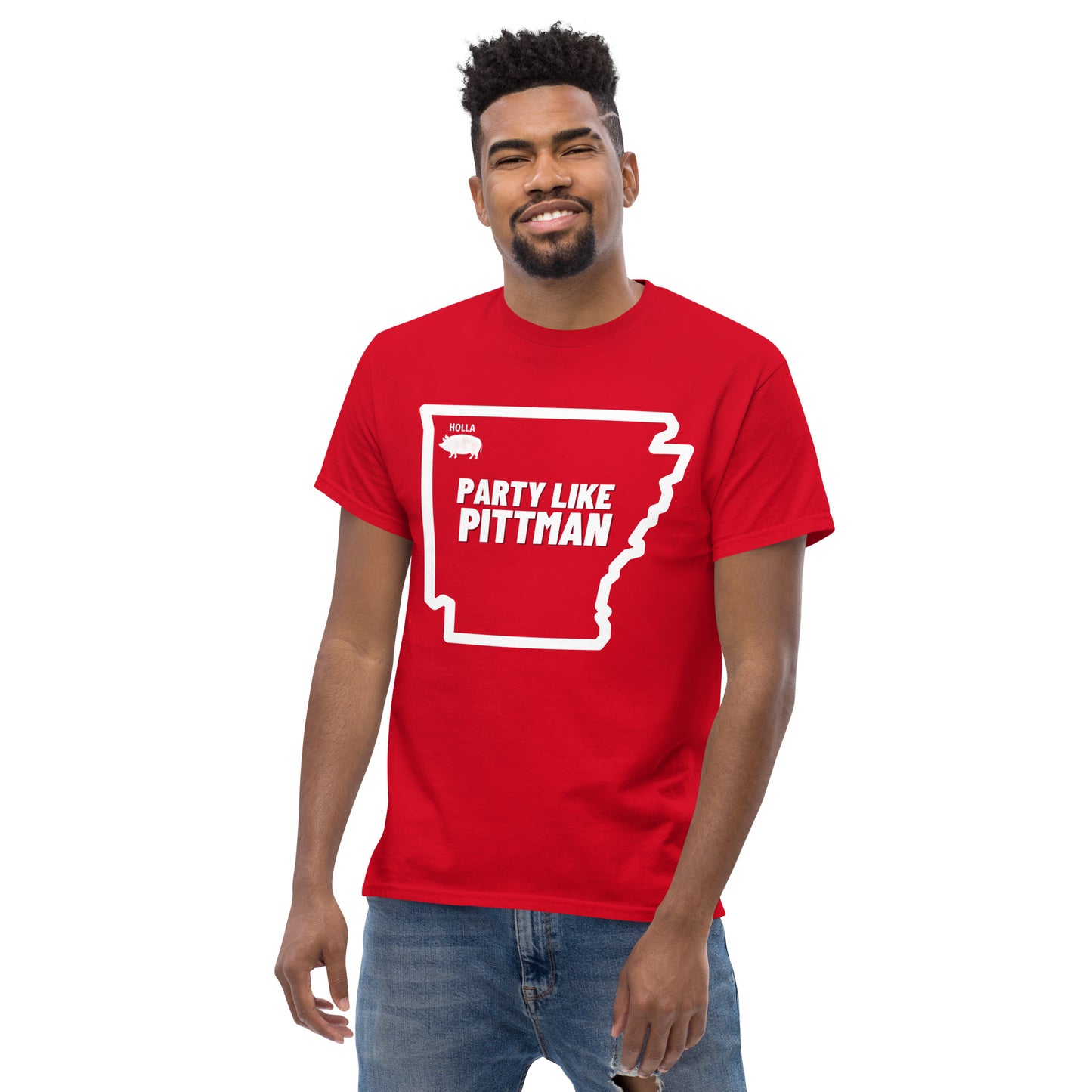 PARTY LIKE PITTMAN, Red, Men's classic tee