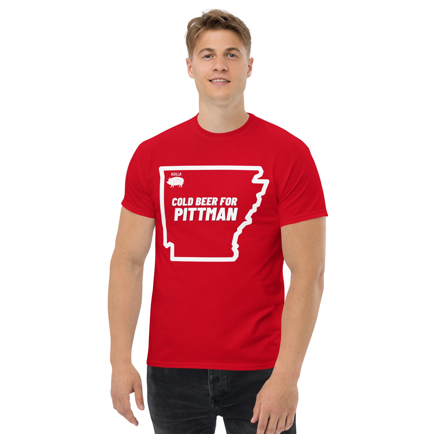 COLD BEER FOR PITTMAN, Red, Men's classic tee