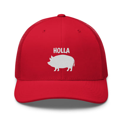 HOLLA Trucker Hats! Red, Retro Trucker Cap