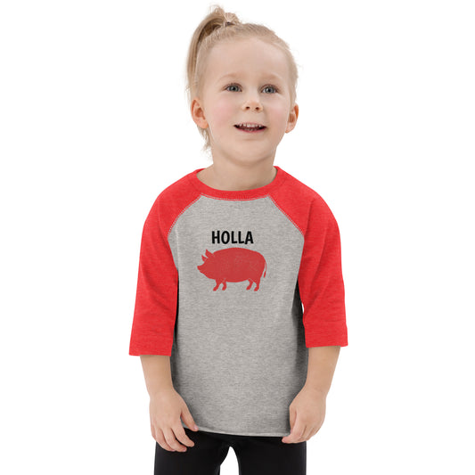HOLLA Toddler! Red & Gray Baseball Tee