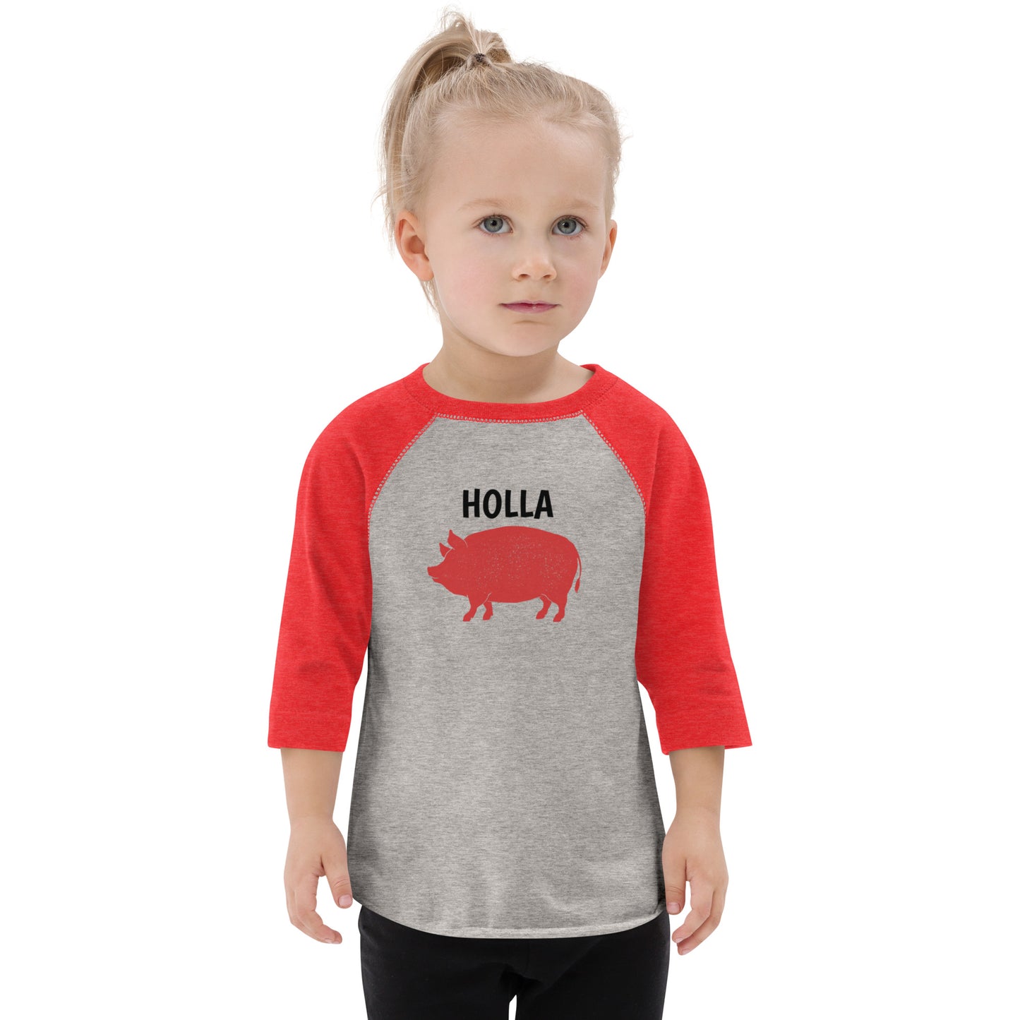HOLLA Toddler! Red & Gray Baseball Tee