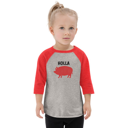HOLLA Toddler! Red & Gray Baseball Tee