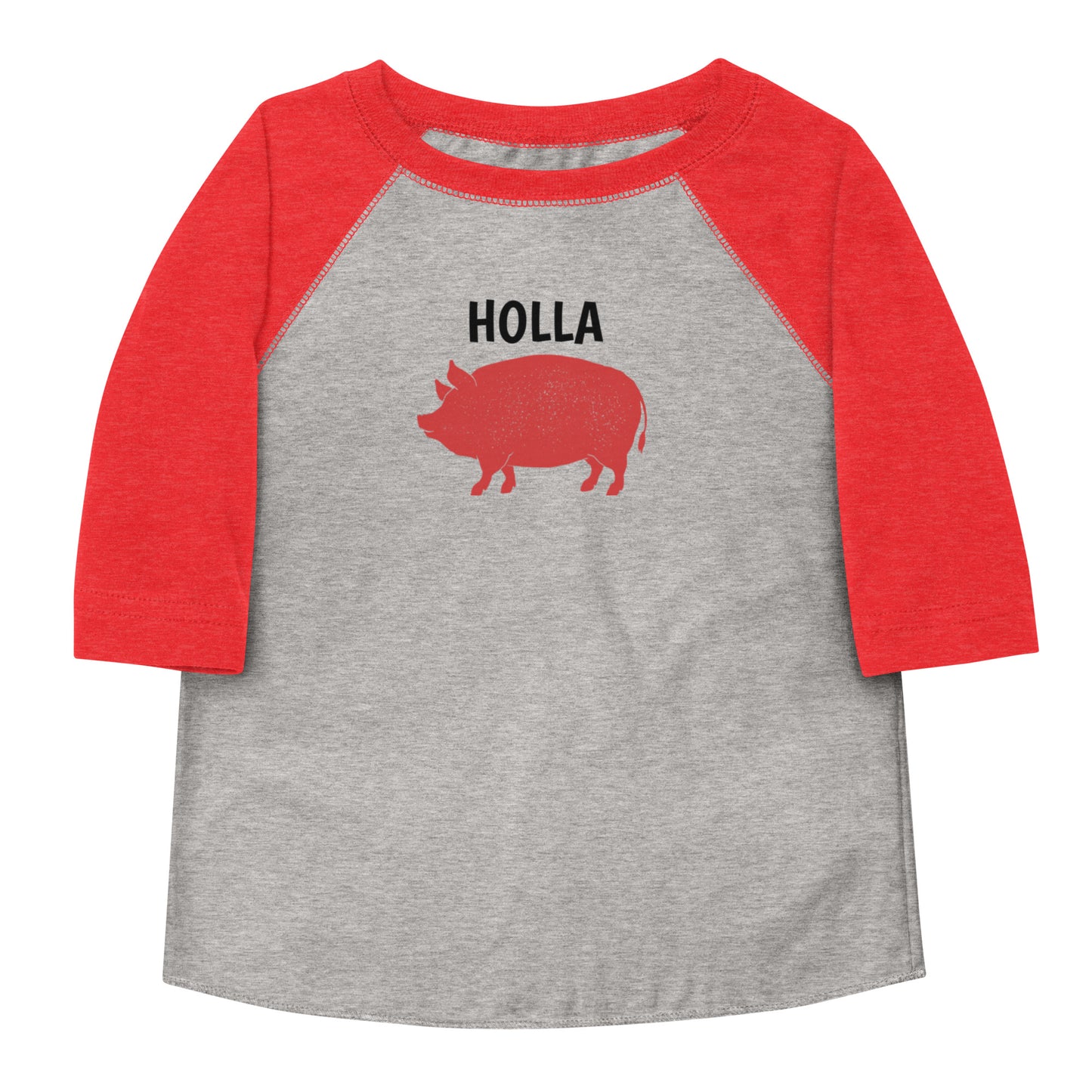 HOLLA Toddler! Red & Gray Baseball Tee