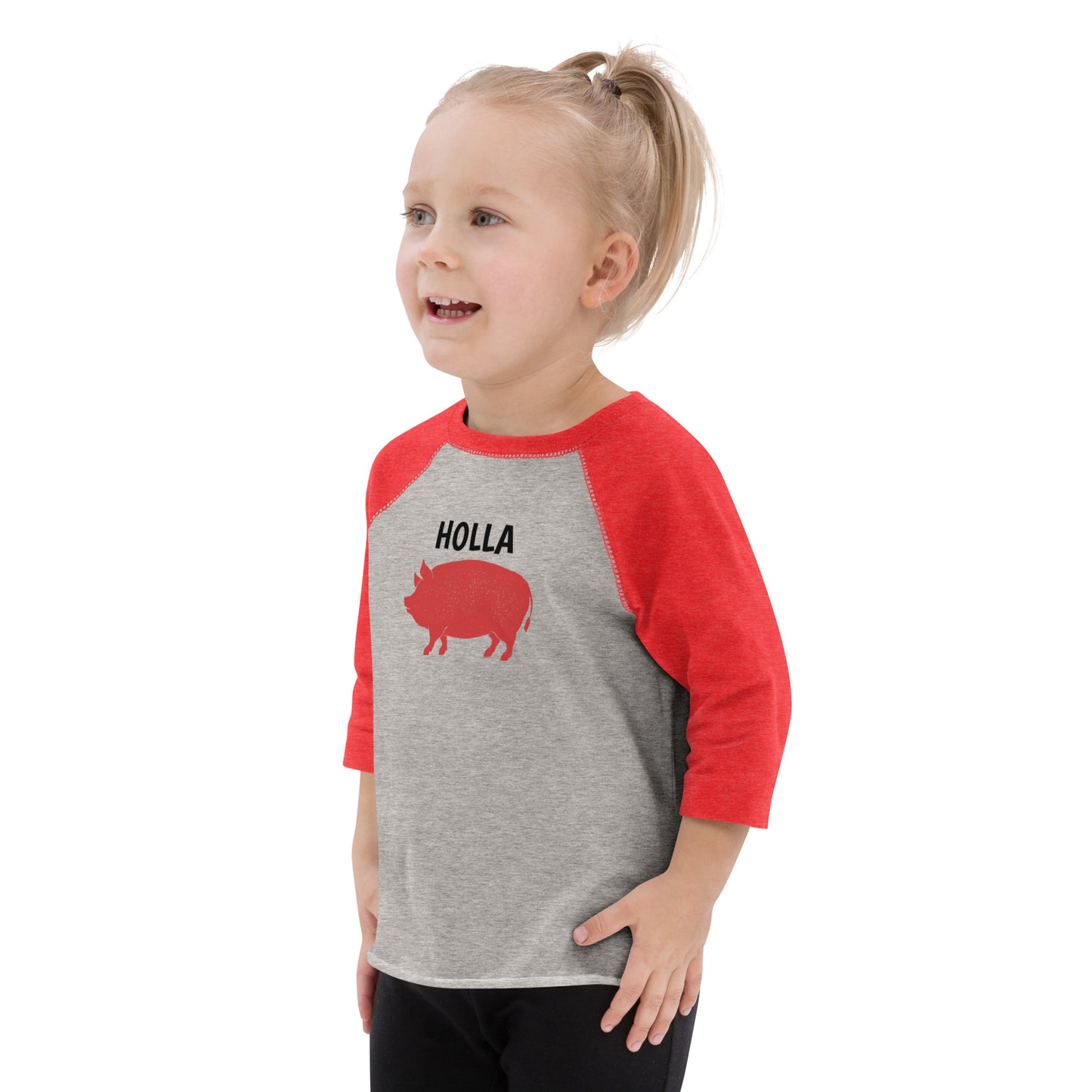 HOLLA Toddler! Red & Gray Baseball Tee