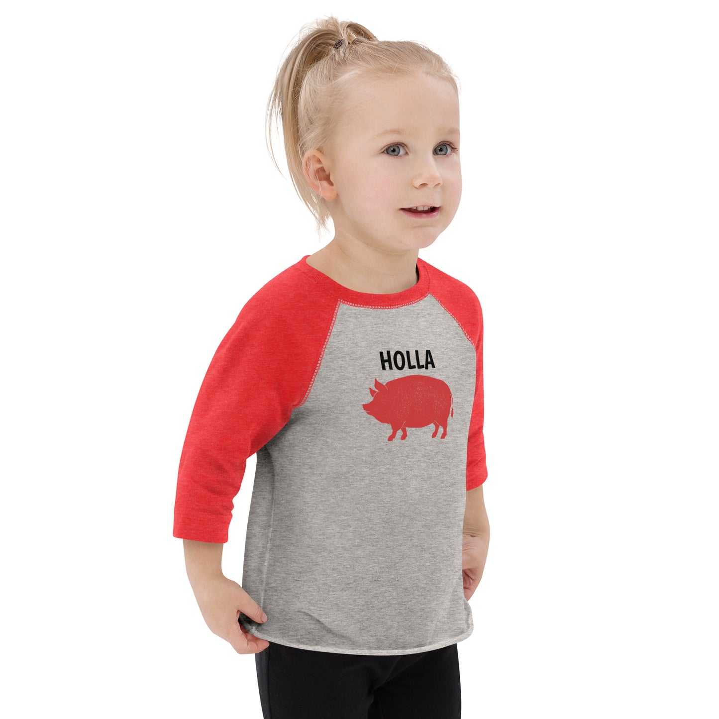 HOLLA Toddler! Red & Gray Baseball Tee