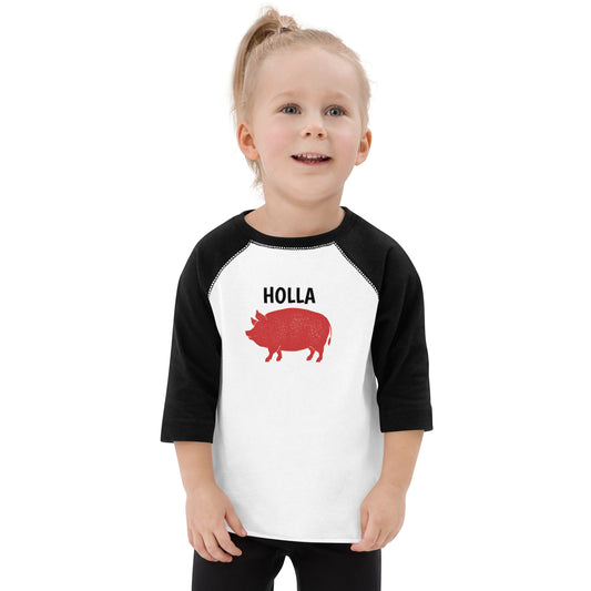 HOLLA Toddler! Black & White Baseball Tee