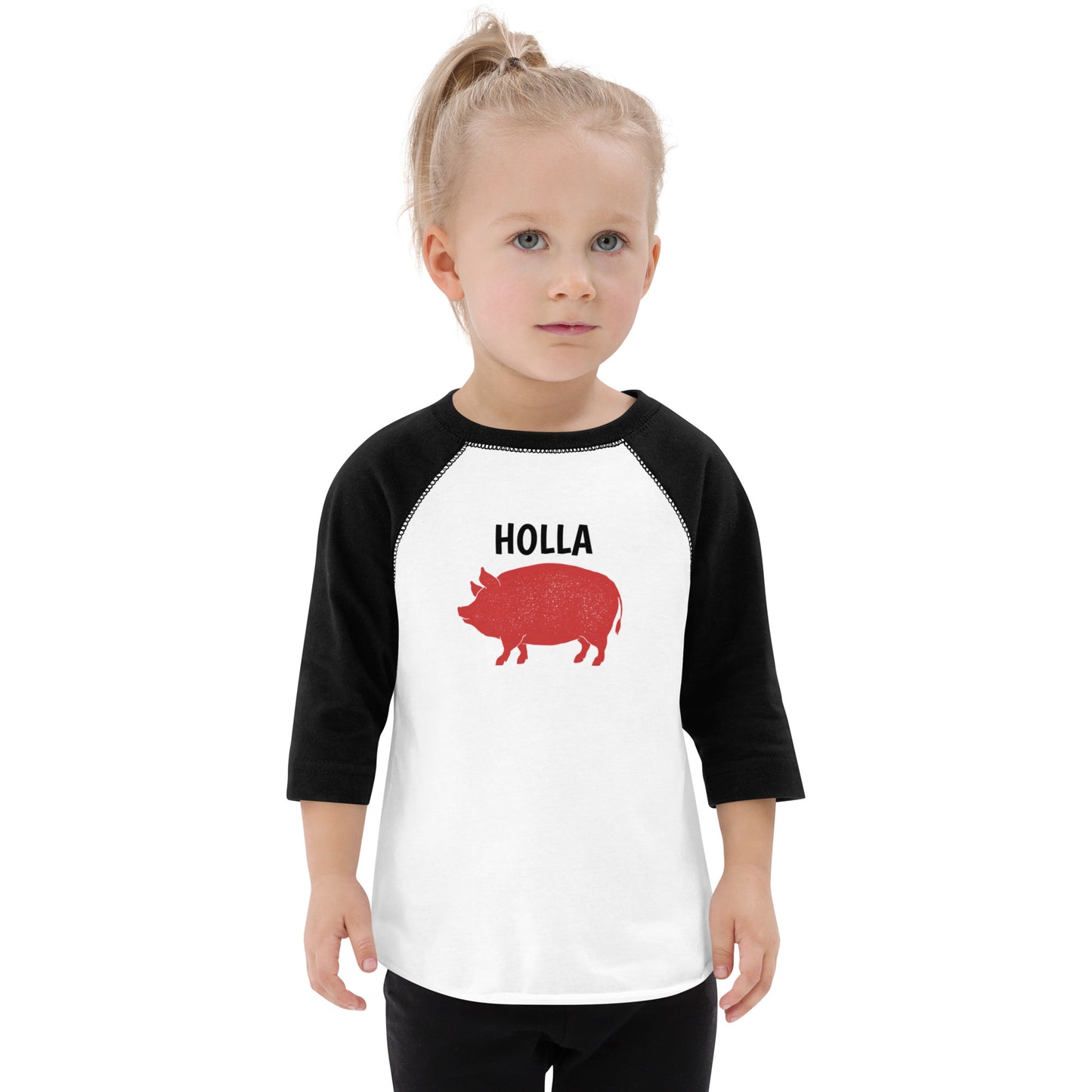 HOLLA Toddler! Black & White Baseball Tee