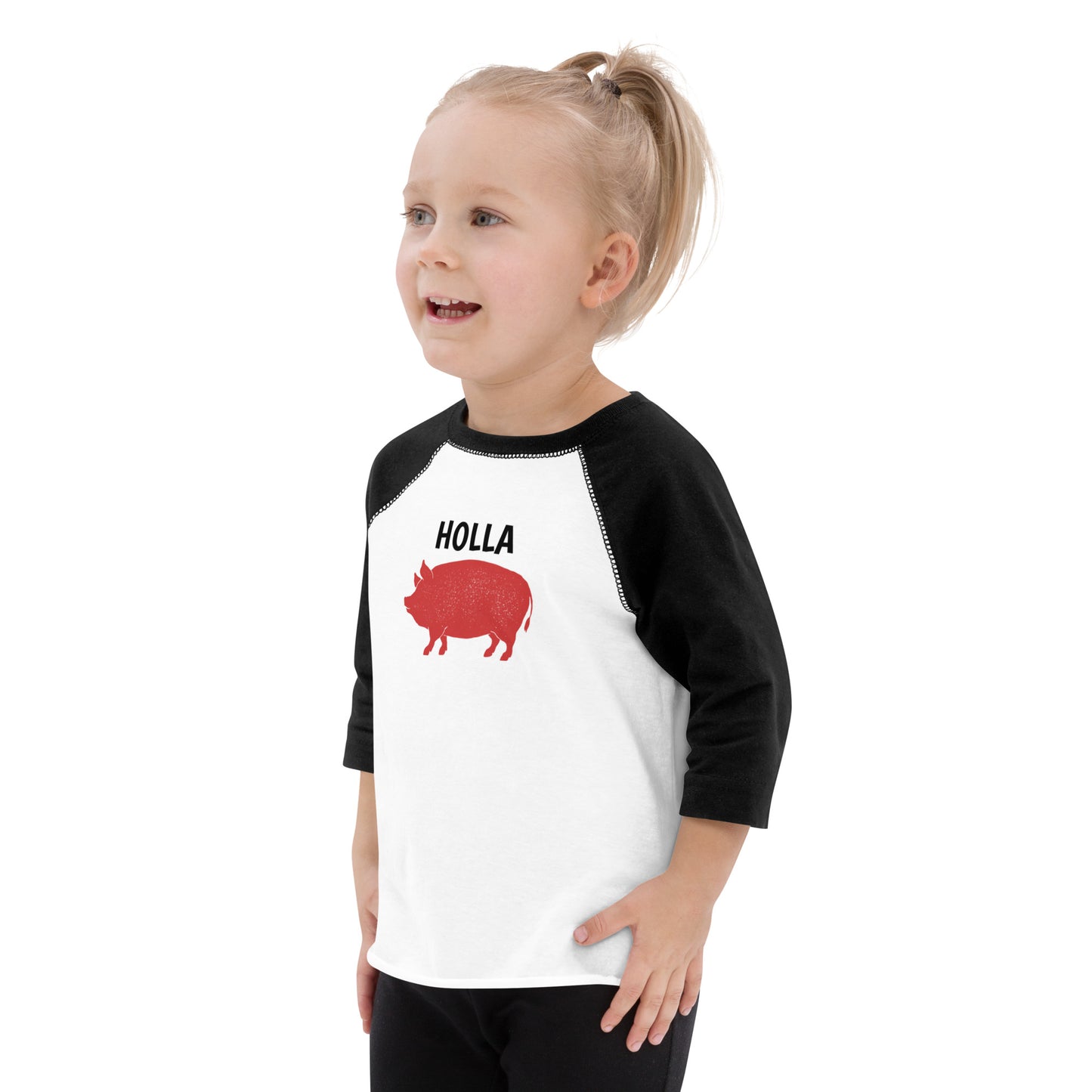 HOLLA Toddler! Black & White Baseball Tee