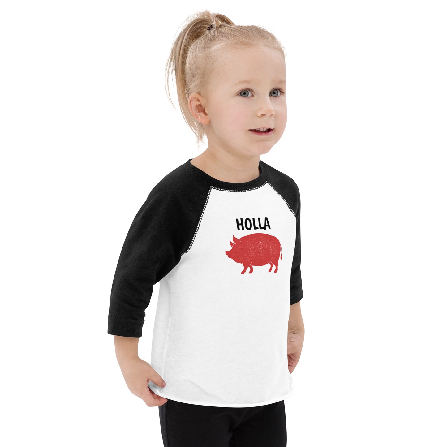 HOLLA Toddler! Black & White Baseball Tee