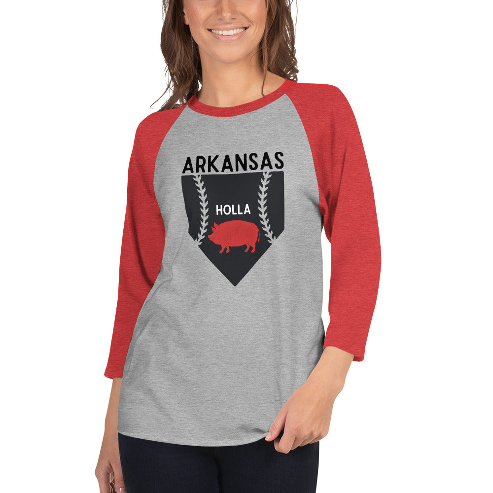 Arkansas Baseball Home Plate Adult Unisex 3/4 sleeve raglan shirt