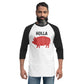 HOLLA Adult! Black or Red, 3/4 sleeve raglan shirt