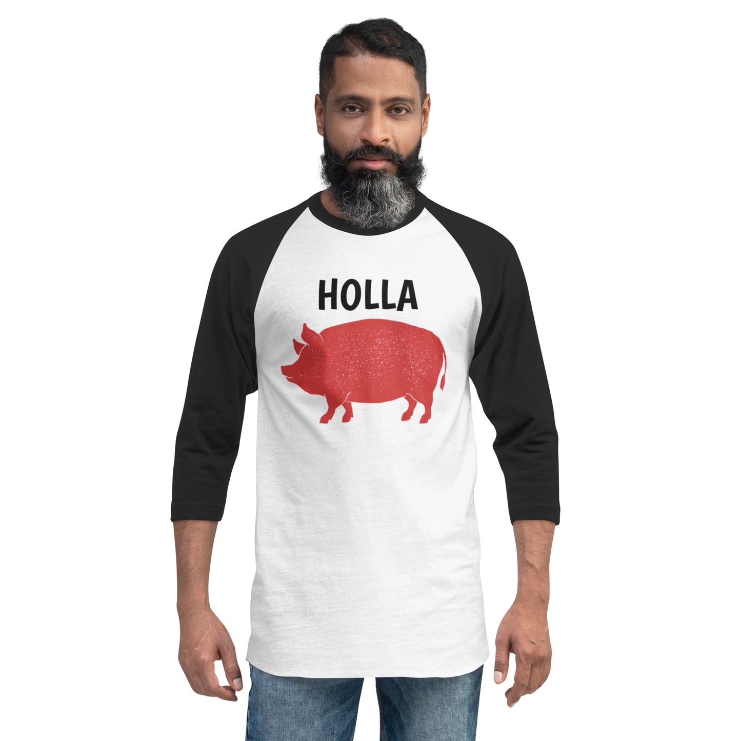 HOLLA Adult! Black or Red, 3/4 sleeve raglan shirt