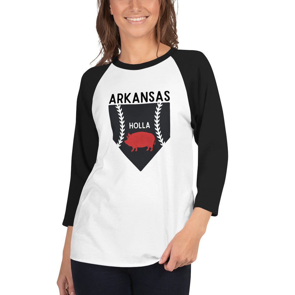 Arkansas Baseball Home Plate Adult Unisex 3/4 sleeve raglan shirt